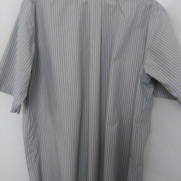 Stafford Men's Short Sleeve Shirt Color Blue / Stripe Size 17 1/2" - Picture 5 of 5